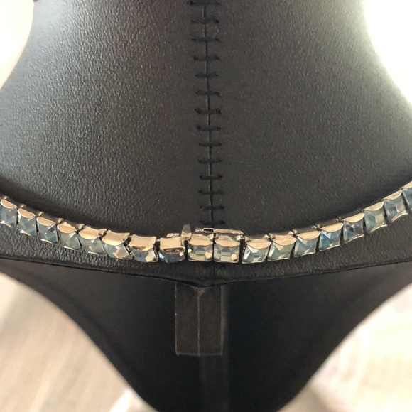 VINTAGE 1950’s RARE CHOKER COLLAR NECKLACE IN AQUA BLUE CRYSTALS ! EXCELLENT! - Picture 7 of 7